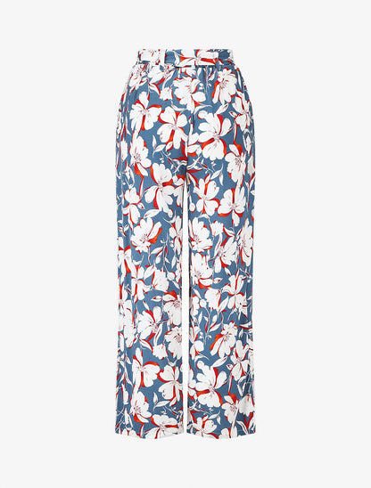 Pantalon fluide à imprimé fleuri - Bleu - 2
