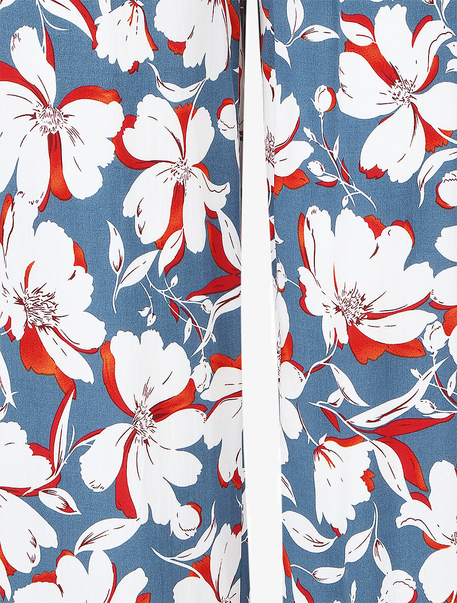 Pantalon fluide à imprimé fleuri - Bleu - 3