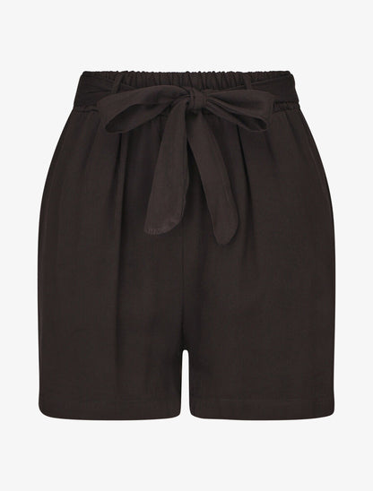 Short fluide uni et ceinturé - Noir - 4