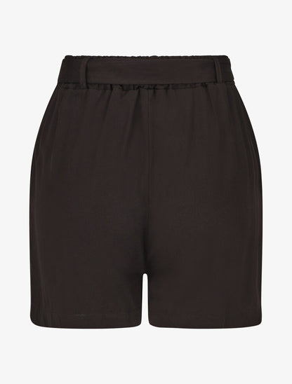 Short fluide uni et ceinturé - Noir - 2