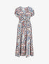 Robe longues motif floral à mancherons - Marine - 1