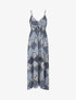 Robe longue à fines bretelles imprimé foulard - Bleu - 1