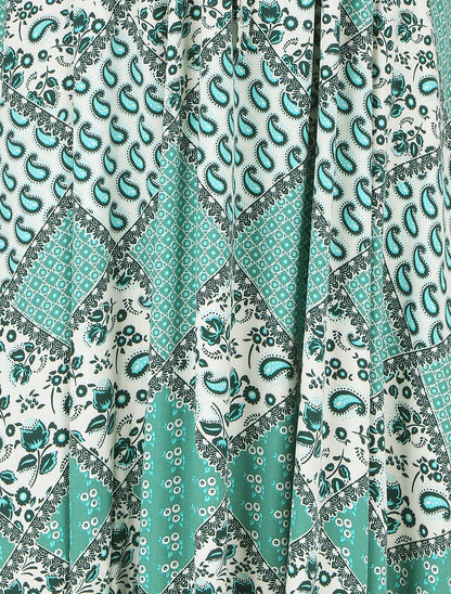 Robe longue à fines bretelles imprimé foulard - Vert - 3