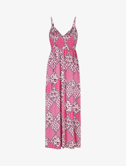Robe longue à fines bretelles imprimé foulard - Fushia - 2