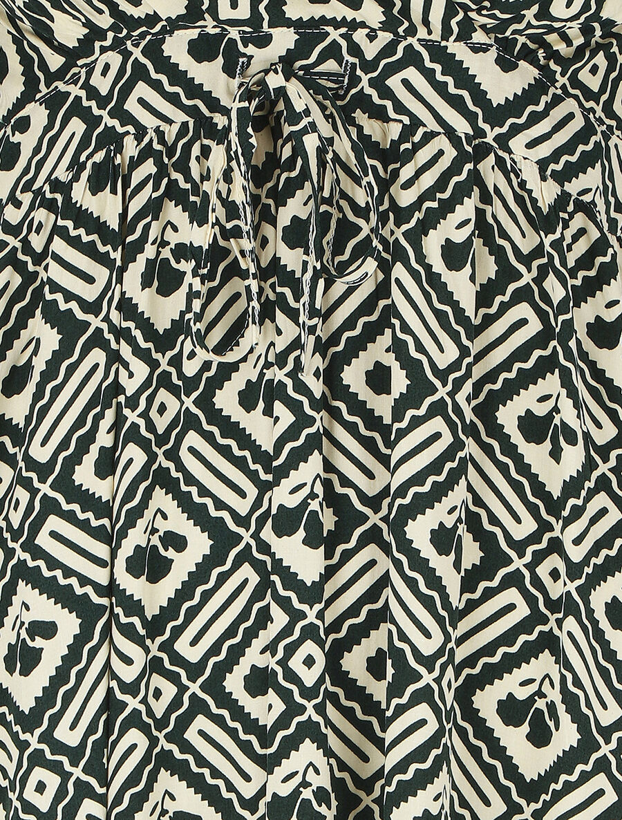 Robe longue à fines bretelles imprimé graphique - Vert - 3