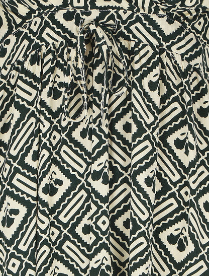 Robe longue à fines bretelles imprimé graphique - Vert - 3