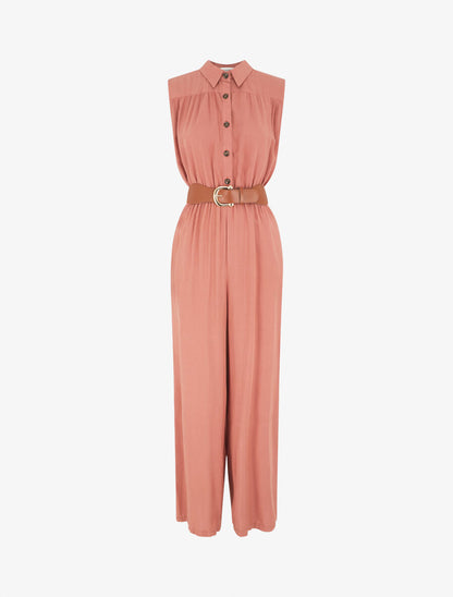 Combinaison ample sans manches unie - Vieux rose - 1