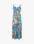 Robe longue fleurie évasée à fines bretelles - Bleu/rose - 4