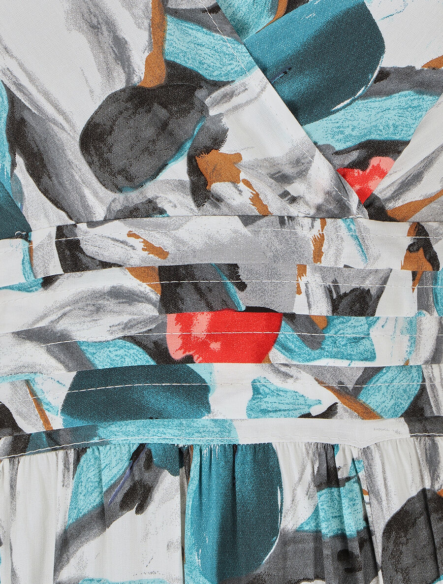 Robe longue fendue à taille élastiquée - Noir - 3