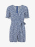 Combishort évasé manches courtes imprimé fleuri - Bleu - 5