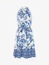 Robe mi-longue évasée imprimé floral - Bleu - 1