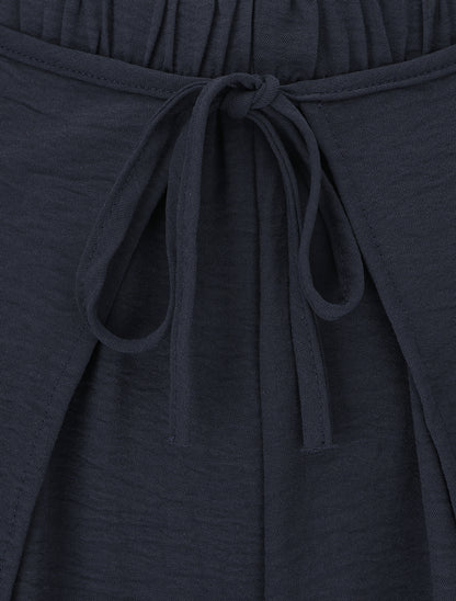 Pantalon coupe droite à pans superposés - Marine - 3