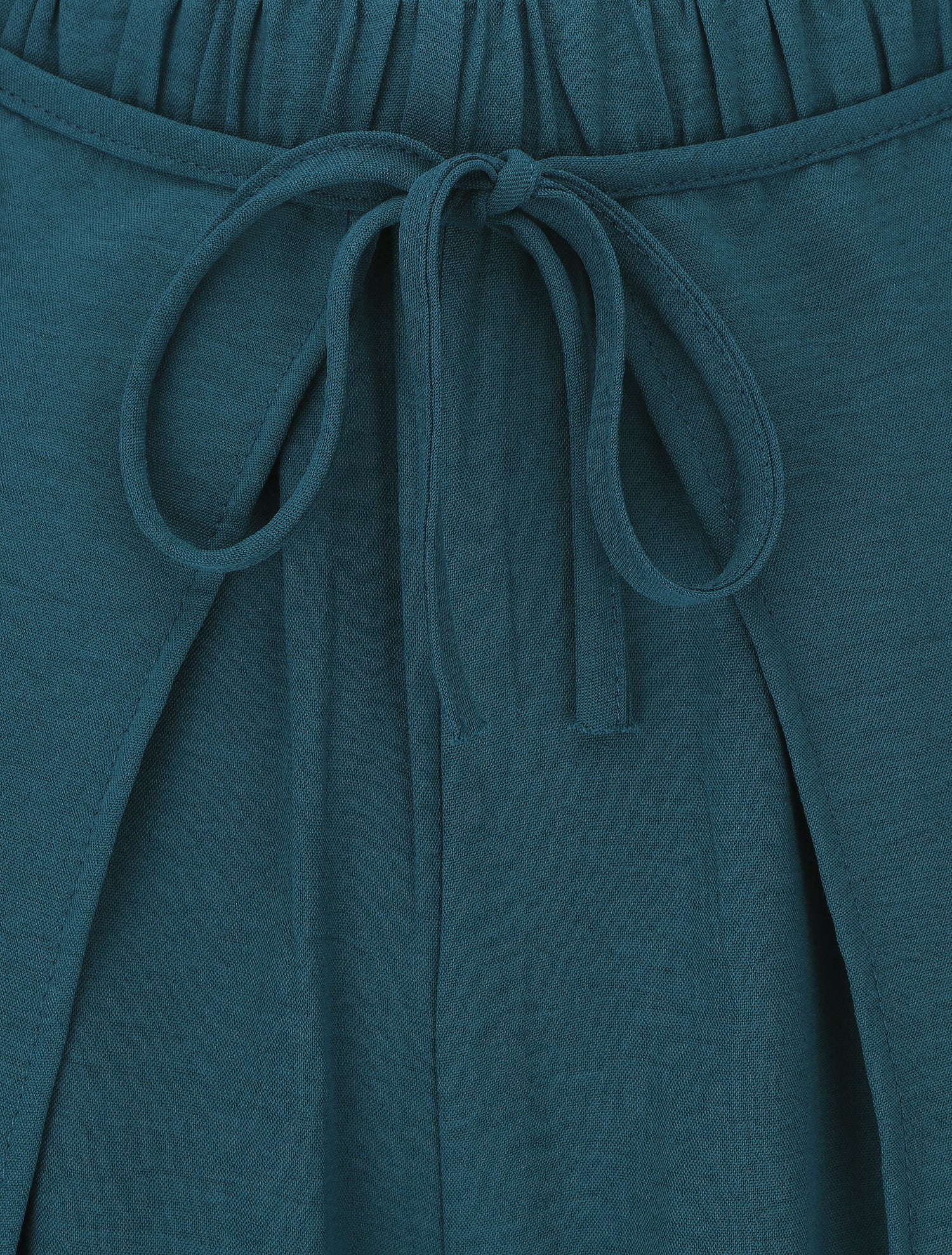 Pantalon coupe droite à pans superposés - Bleu canard - 3
