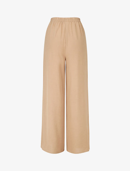 Pantalon coupe droite à pans superposés - Camel - 2