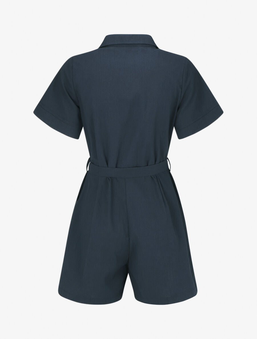 Combishort uni ceinturé - Marine - 2