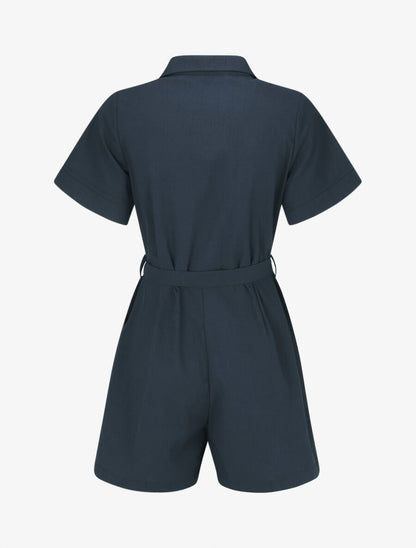 Combishort uni ceinturé - Marine - 2