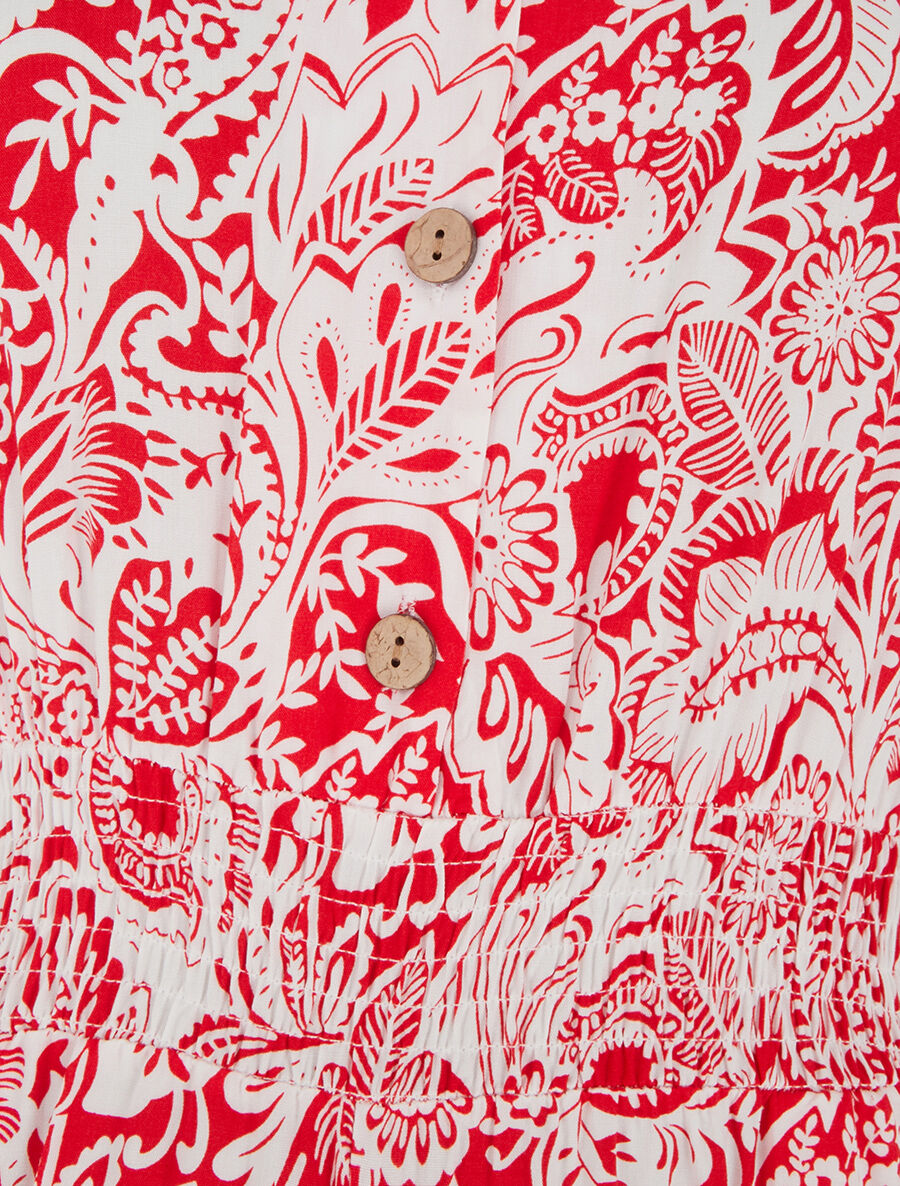 Combinaison ample imprimé fleurs fantaisies - Rouge - 3