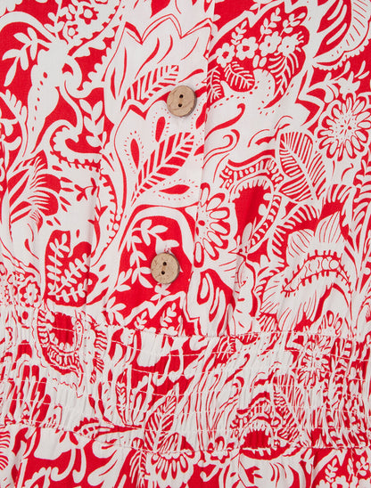 Combinaison ample imprimé fleurs fantaisies - Rouge - 3