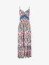 Robe longue fleuri à col V - Noir - 1