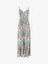 Robe longue fleuri à col V - Vert - 1
