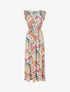 Robe longue élastiquée à mancherons - Rose - 1
