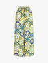 Pantalon fluide élastiqué imprimé psychédélique - Jaune - 1