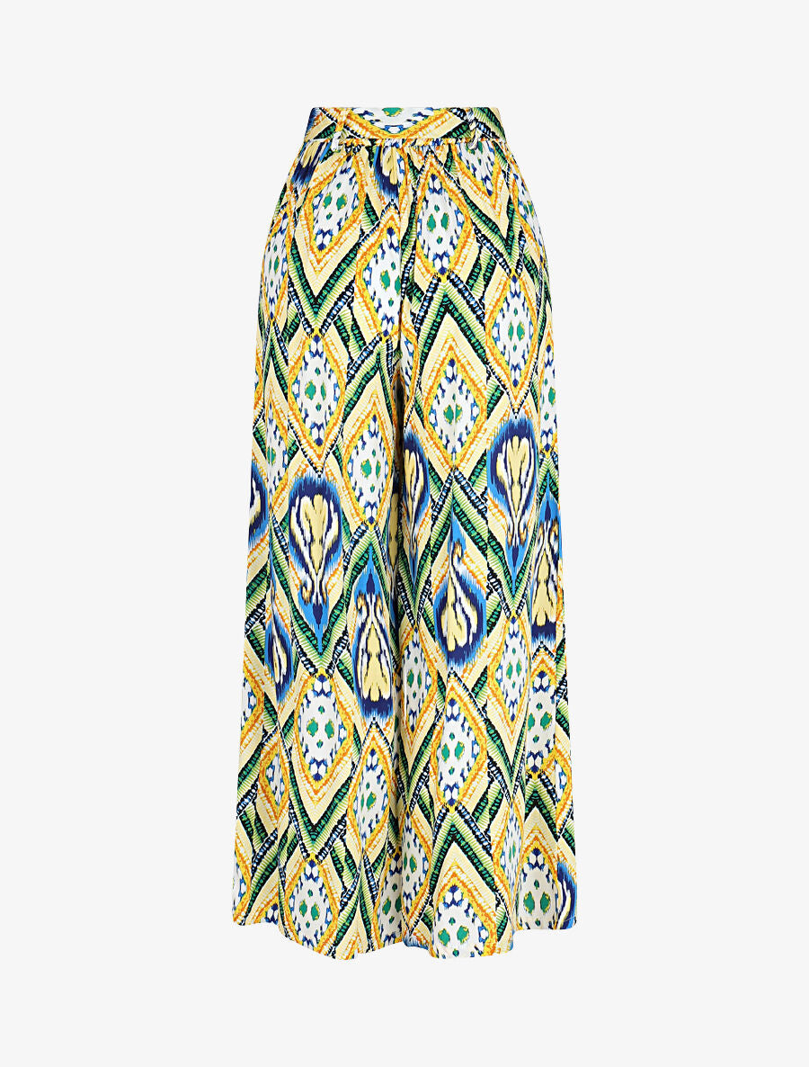 Pantalon fluide élastiqué imprimé psychédélique - Jaune - 2