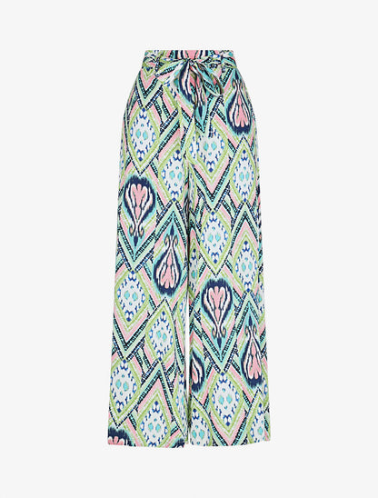 Pantalon fluide élastiqué imprimé psychédélique - Vert d&