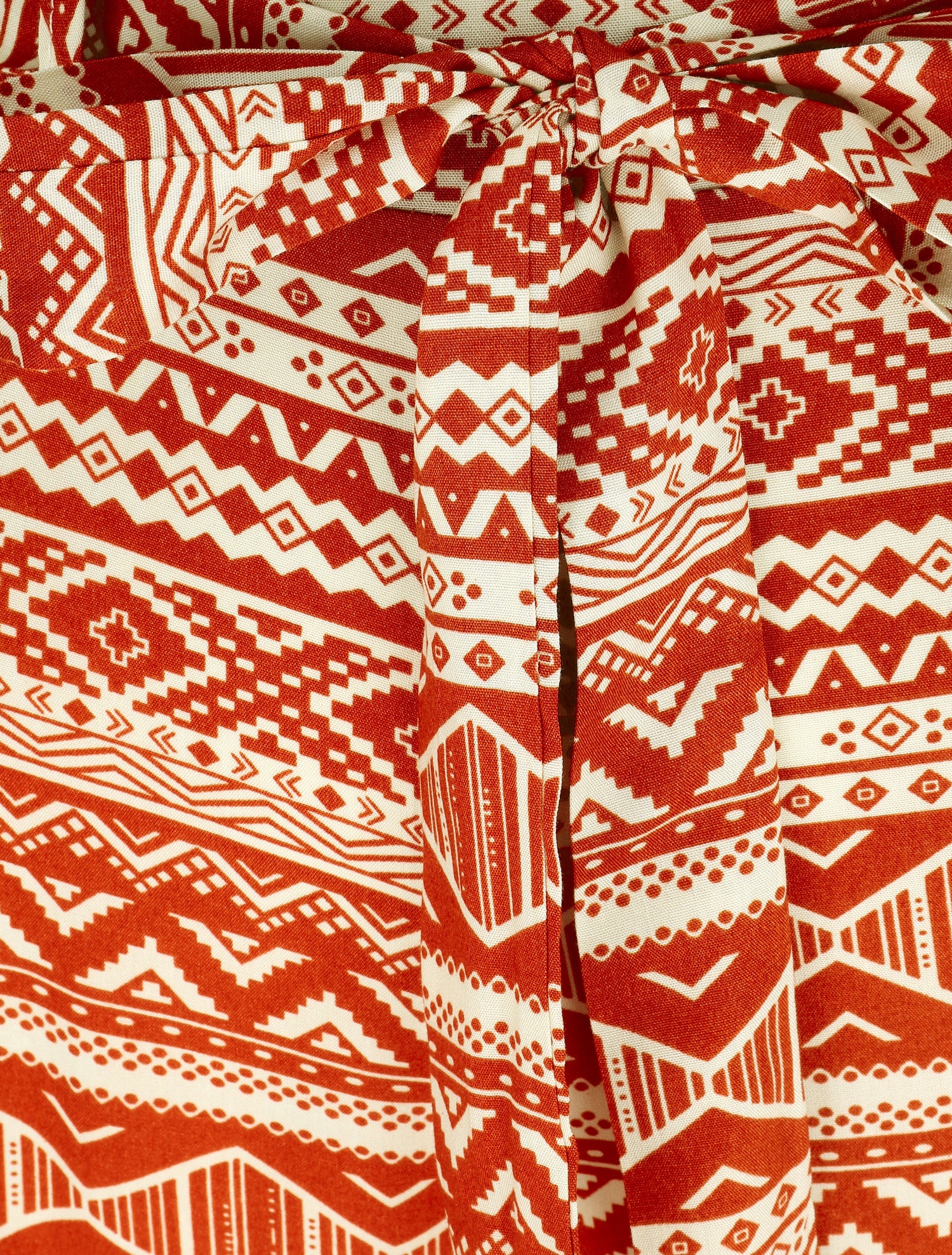 Pantalon fluide élastiqué imprimé aztèque - Terre de sienne - 3