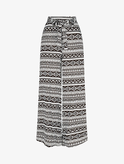Pantalon fluide élastiqué imprimé aztèque - Noir - 4