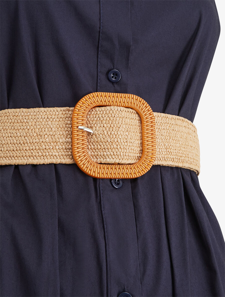 Robe longue unie sans manches - Marine - 3