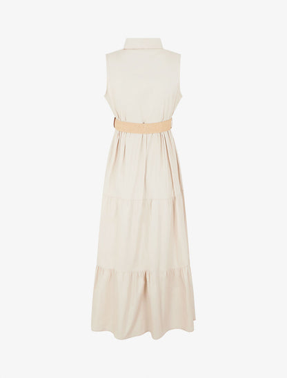 Robe longue unie sans manches - Beige - 2