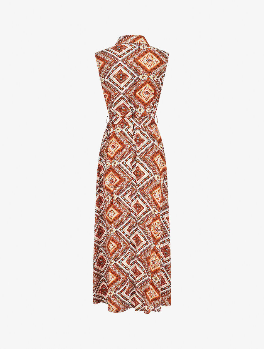Robe longue sans manches imprimé fantaisie - Marron - 2