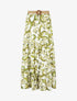 Jupe imprimé feuilles à taille élastiquée - Vert - 1