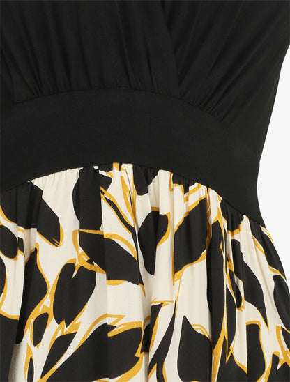 Robe longue à imprimé fantaisie - Noir - 3
