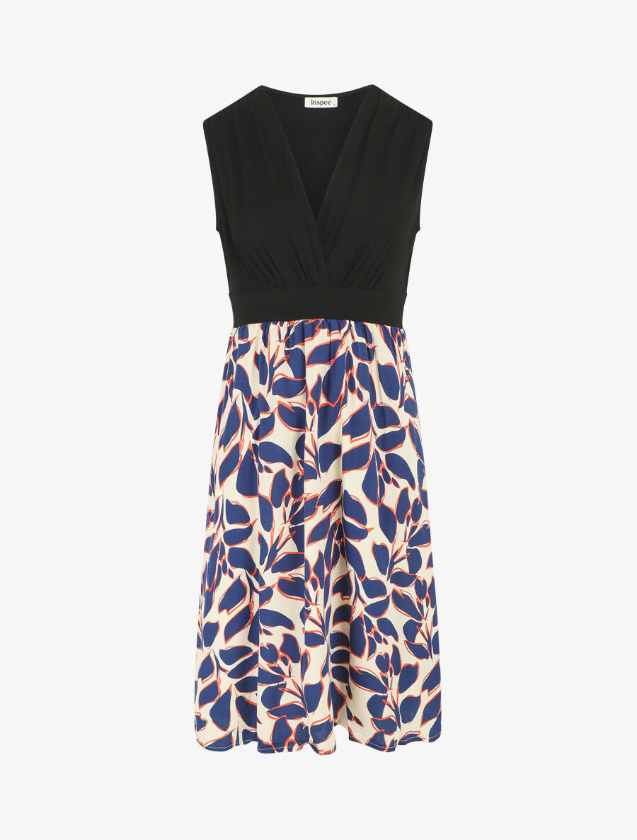 Robe longue à imprimé fantaisie - Marine - 4