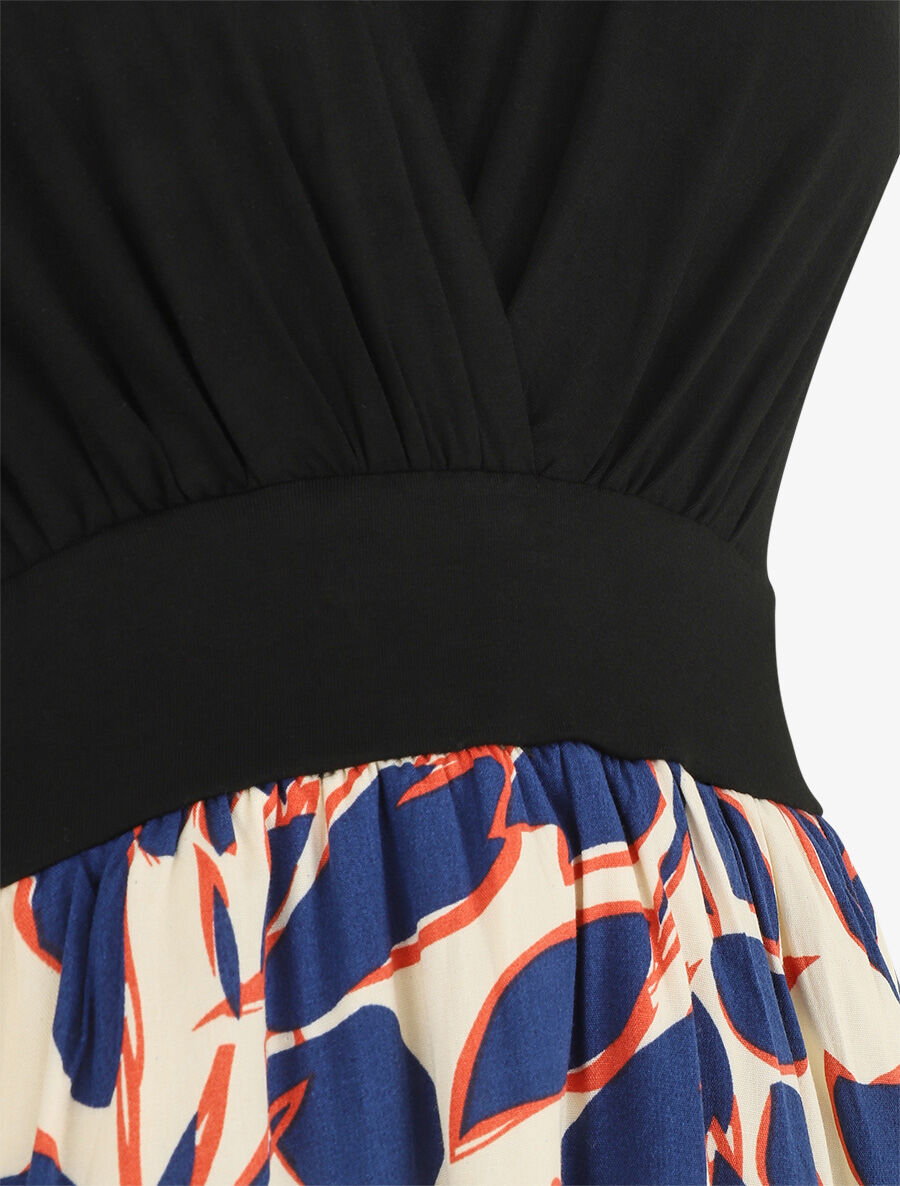 Robe longue à imprimé fantaisie - Marine - 3