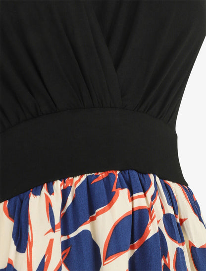 Robe longue à imprimé fantaisie - Marine - 3