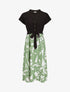 Robe longue élastiquée à jupe imprimé géométrique - Vert - 1