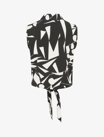 Chemise courte sans manches imprimé abstrait - Noir - 2