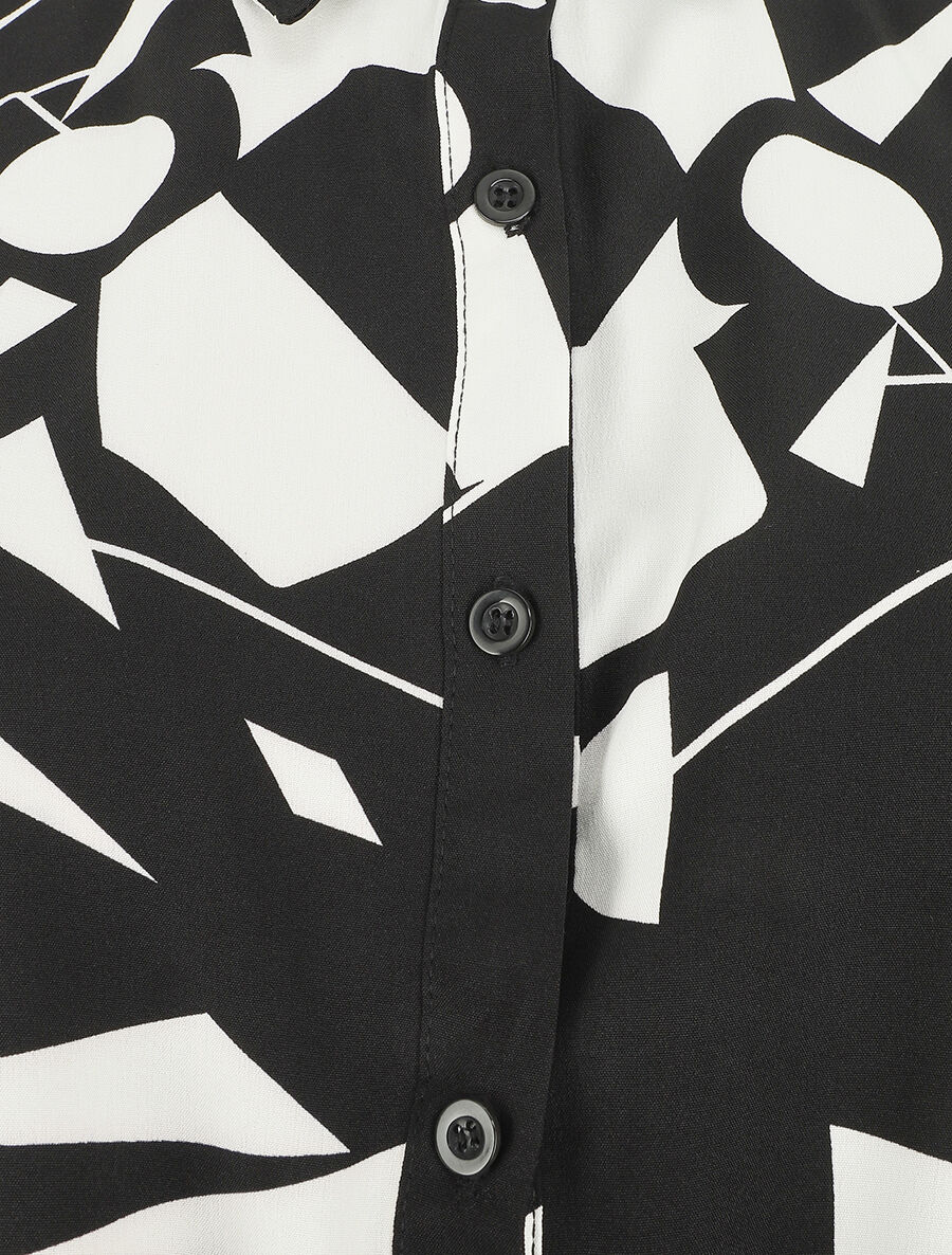 Chemise courte sans manches imprimé abstrait - Noir - 3