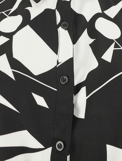 Chemise courte sans manches imprimé abstrait - Noir - 3