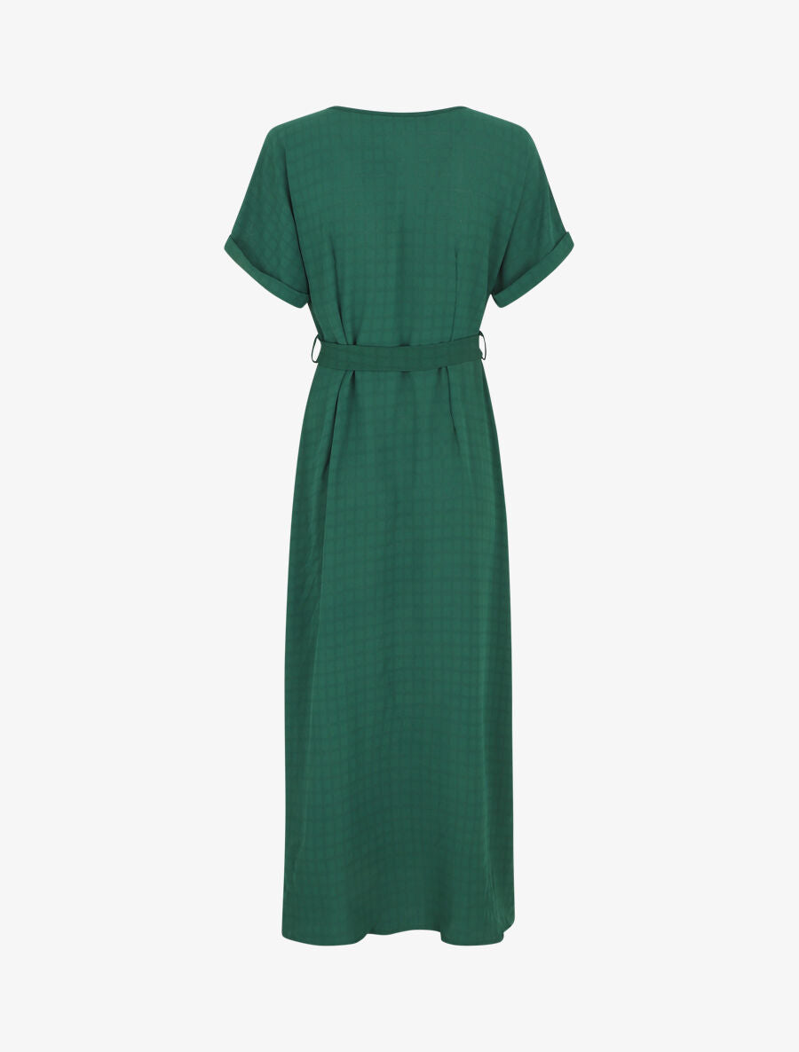 Robe longue évasée manches courtes - Vert - 2