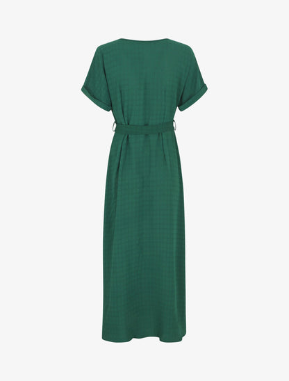 Robe longue évasée manches courtes - Vert - 2