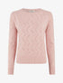 Pull droit col rond en maille fantaisie - Rose - 1