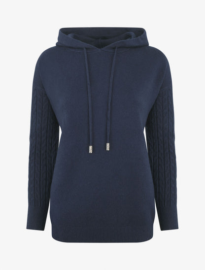 Pull à capuche coupe droite - Marine - 5
