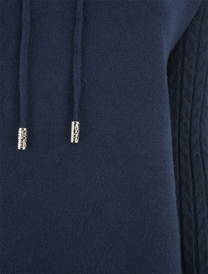 Pull à capuche coupe droite - Marine - 3