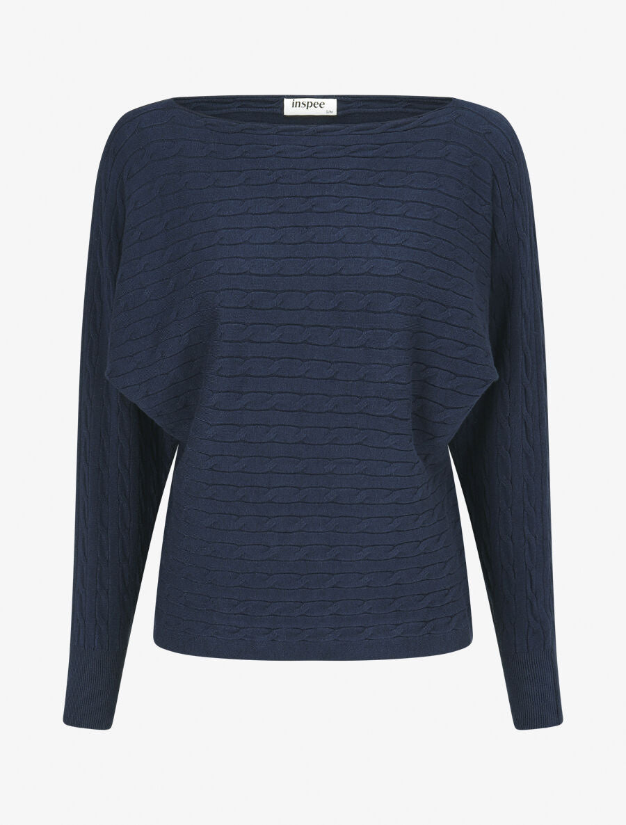 Pull uni à col bateau - Marine - 5