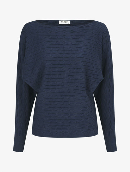 Pull uni à col bateau - Marine - 5