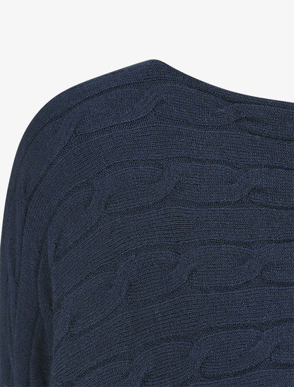Pull uni à col bateau - Marine - 3